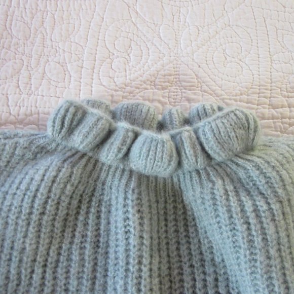 Topshop Sweater 14 Frill Ruffle Mock Neck Mint Blue NWOT - Picture 4 of 8